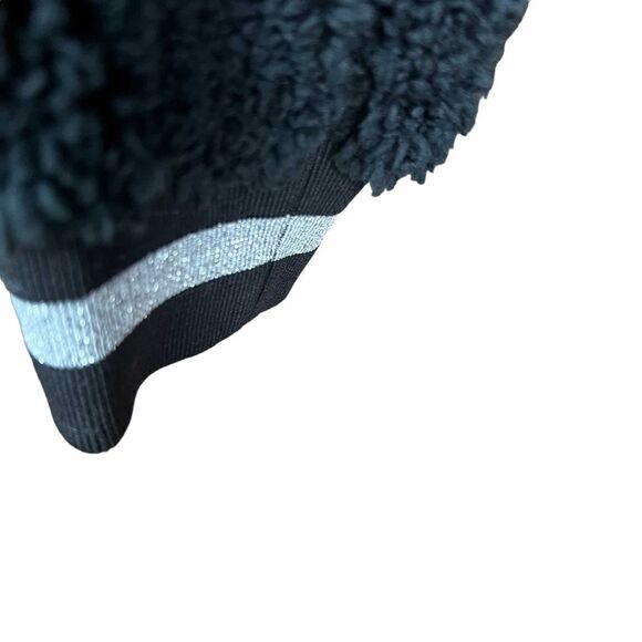 1. State Teddy Fuzzy Sweatshirt Pullover Top Black Silver Metallic Trim Small - Picture 5 of 16